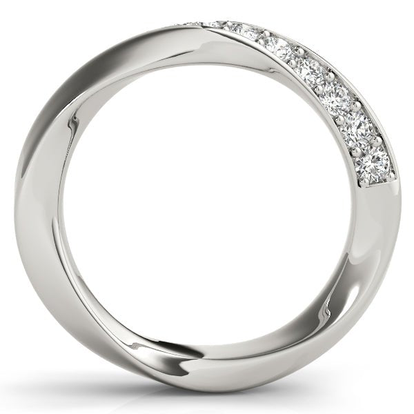 14K Gold Diamond Band With A Unique Twisted Design - Diamond Ring - Design Jewellers Edmonton