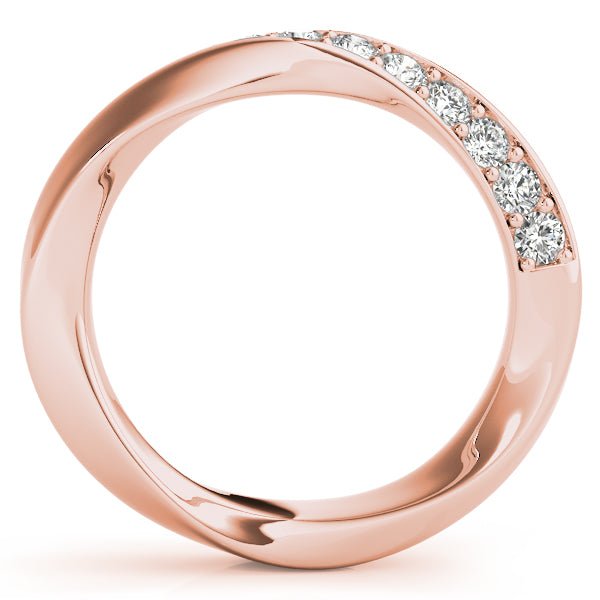 14K Gold Diamond Band With A Unique Twisted Design - Diamond Ring - Design Jewellers Edmonton