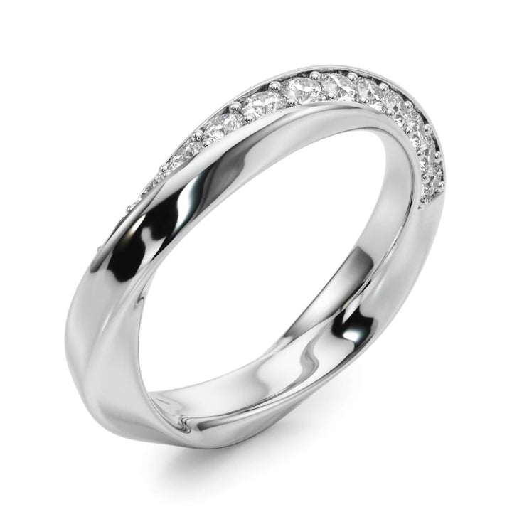 14K Gold Diamond Band With A Unique Twisted Design - Diamond Ring - Design Jewellers Edmonton