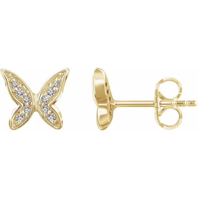 14K Gold Diamond Butterfly Stud Earrings - Design Jewellers Edmonton