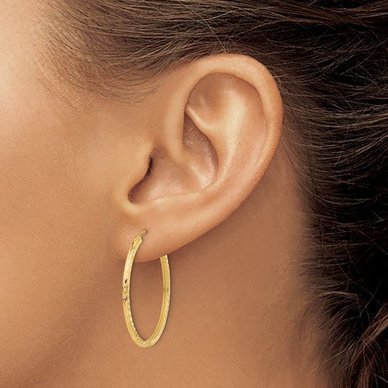 14K Gold Diamond - Cut Endless Hoop Earrings - Hoop Earrings - Design Jewellers Edmonton