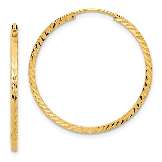 14K Gold Diamond - Cut Endless Hoop Earrings - Hoop Earrings - Design Jewellers Edmonton