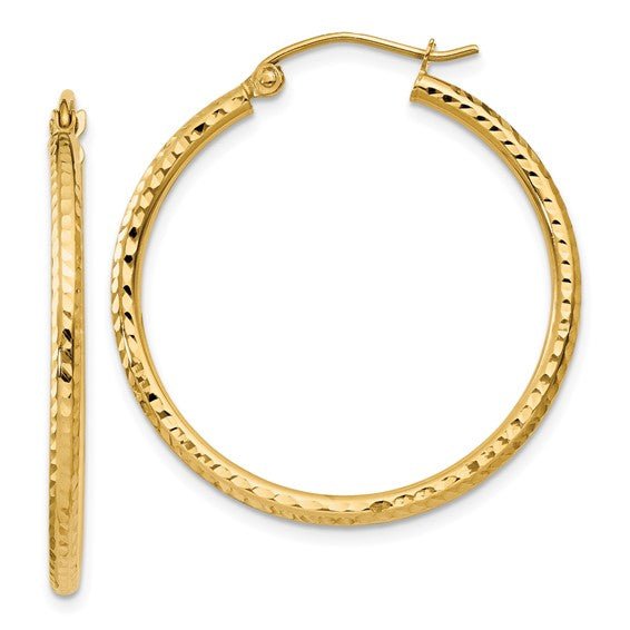 14K Gold Diamond - Cut Hoop Earrings - Hoop Earrings - Design Jewellers Edmonton