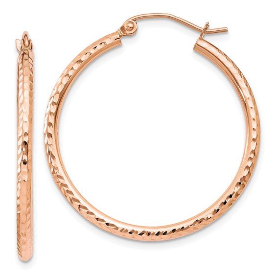 14K Gold Diamond - Cut Hoop Earrings - Hoop Earrings - Design Jewellers Edmonton