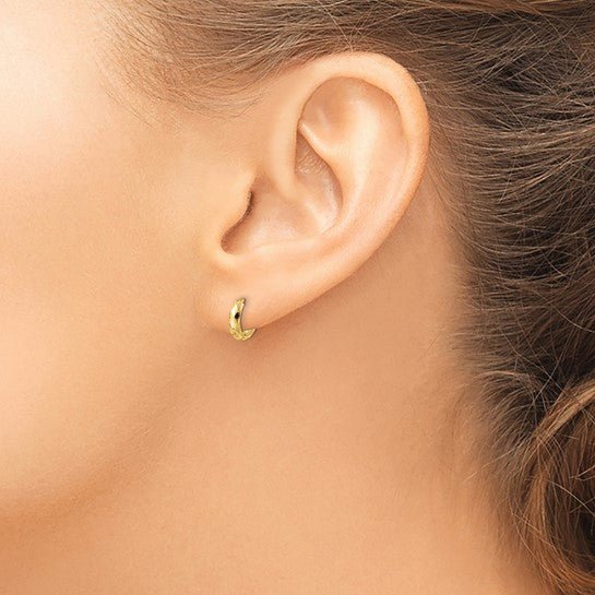14K Gold Diamond - Cut Huggie Hoop Earrings - Hoop Earrings - Design Jewellers Edmonton