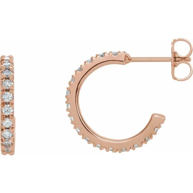 14K Gold Diamond Half Hoop Stud Earrings - Design Jewellers Edmonton