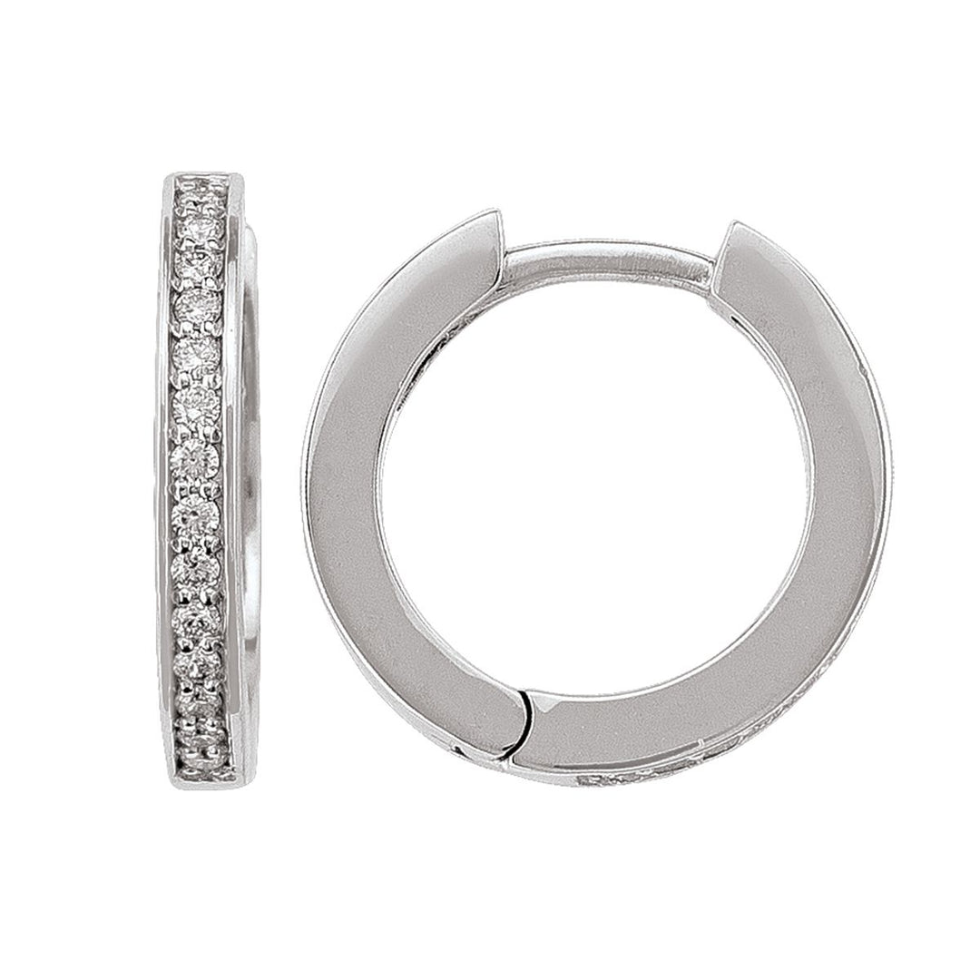 14K Gold Diamond Huggie Hoop Earrings