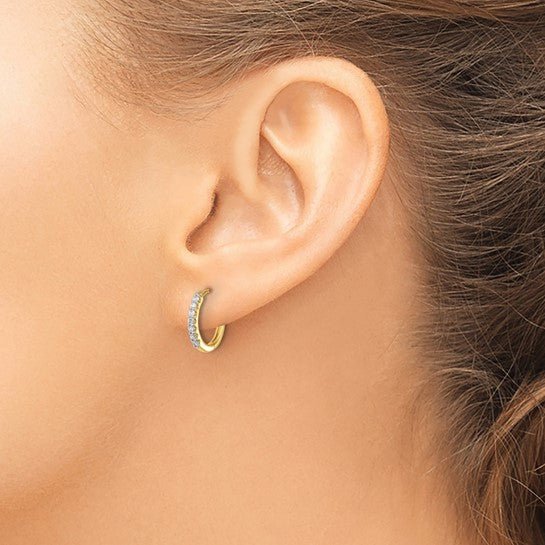 14K Gold Diamond Inside - Outside Huggie Hoop Earrings - Hoop Earrings - Design Jewellers Edmonton