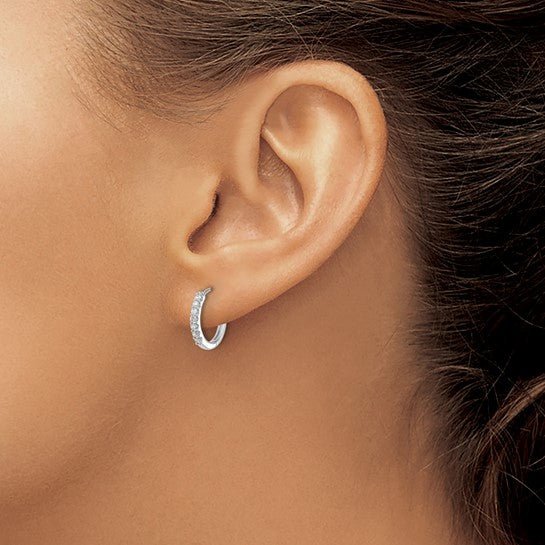 14K Gold Diamond Inside - Outside Huggie Hoop Earrings - Hoop Earrings - Design Jewellers Edmonton