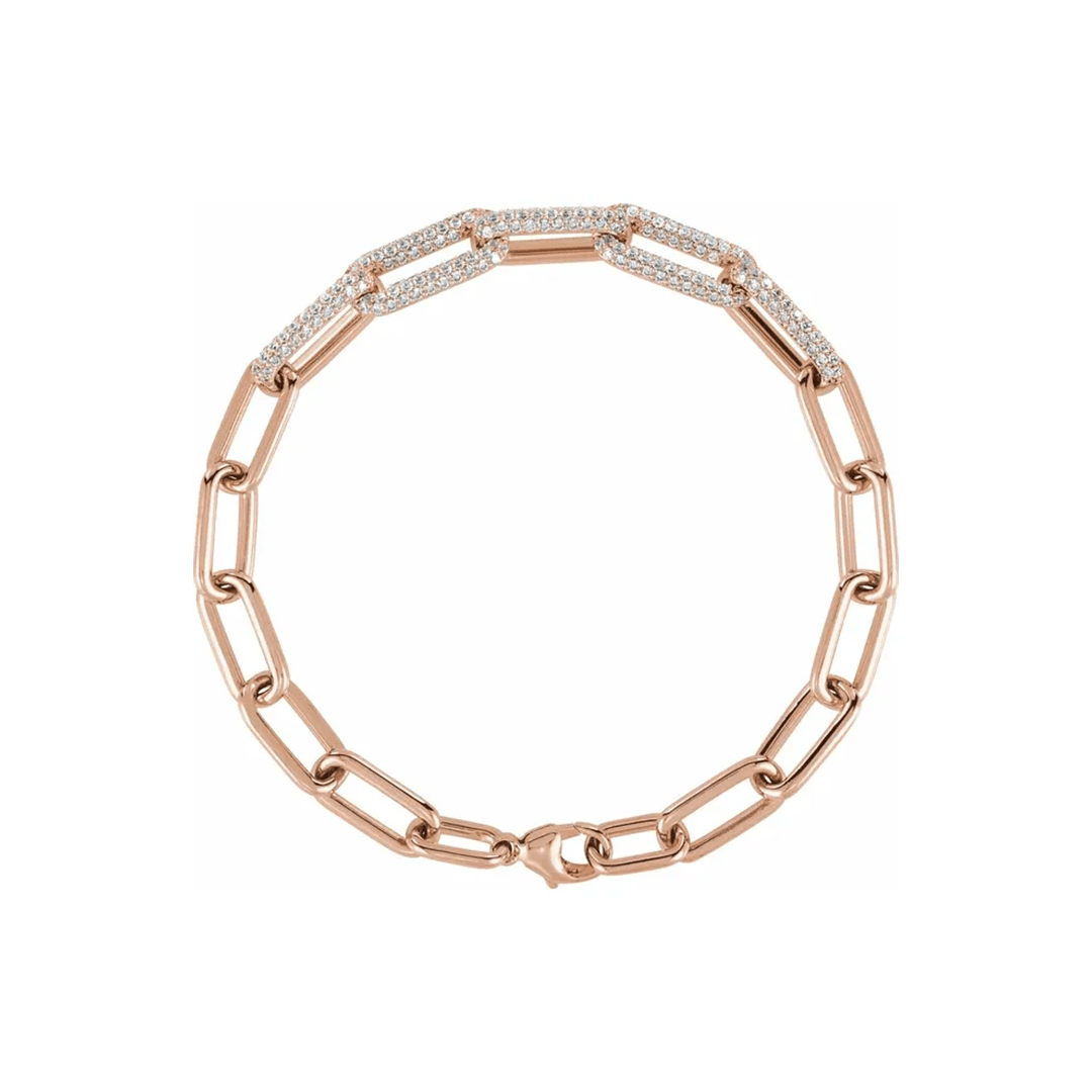 14K Gold Diamond Paperclip Link Bracelet - Diamond Bracelet - Design Jewellers Edmonton