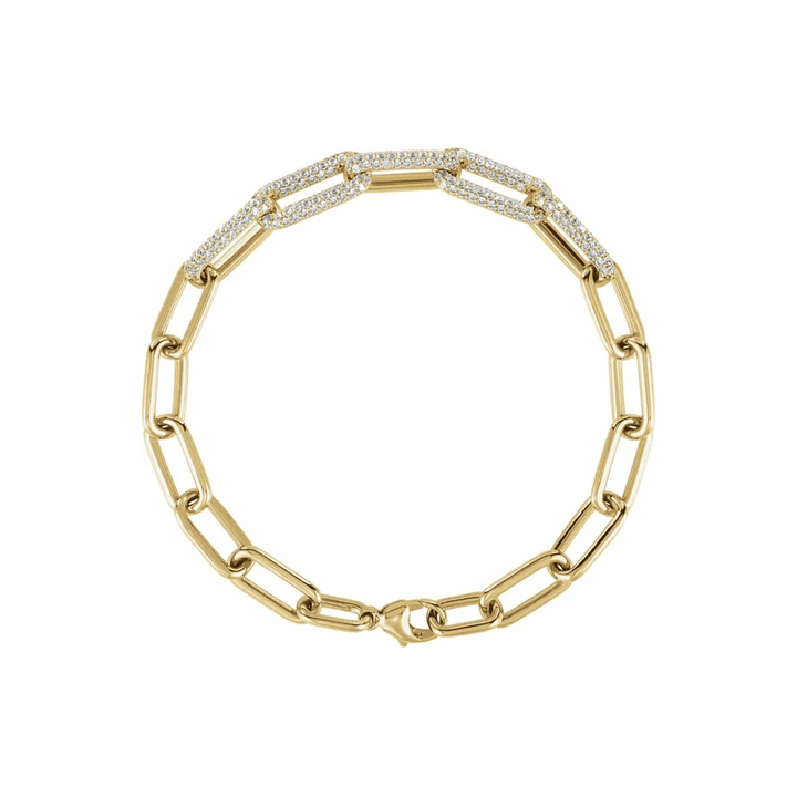 14K Gold Diamond Paperclip Link Bracelet - Diamond Bracelet - Design Jewellers Edmonton
