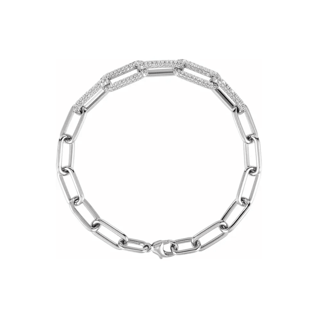14K Gold Diamond Paperclip Link Bracelet