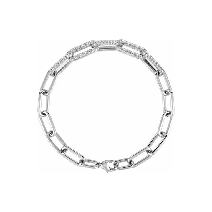 14K Gold Diamond Paperclip Link Bracelet - Diamond Bracelet - Design Jewellers Edmonton