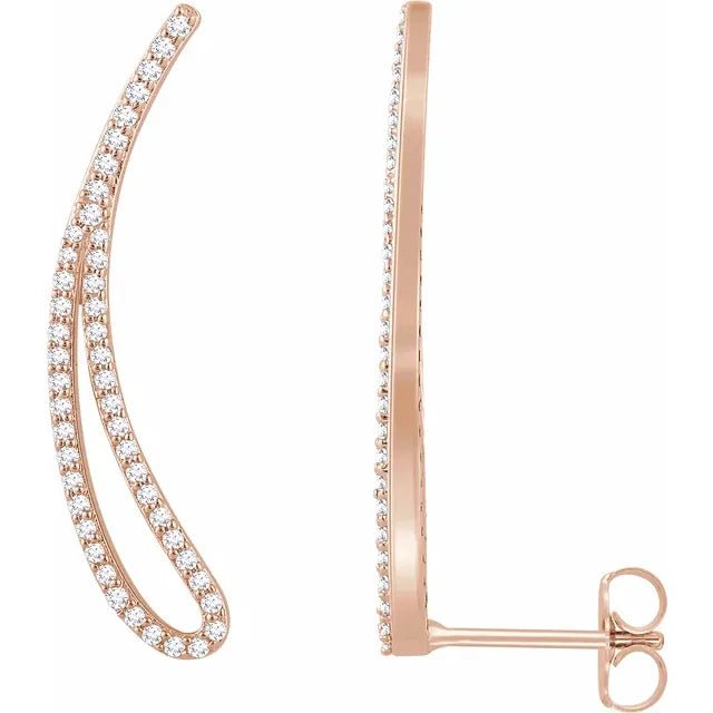 14K Gold Diamond Pave Ear Climber Earrings - Design Jewellers Edmonton