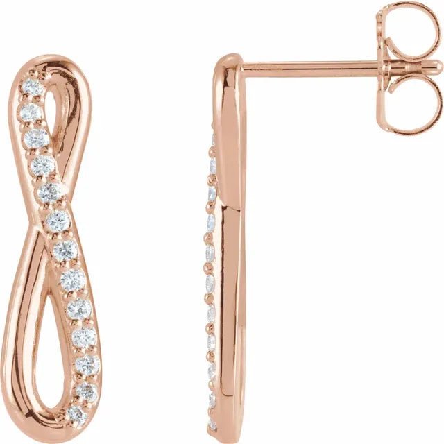 14K Gold Diamond Pave Infinity Stud Earrings - Design Jewellers Edmonton