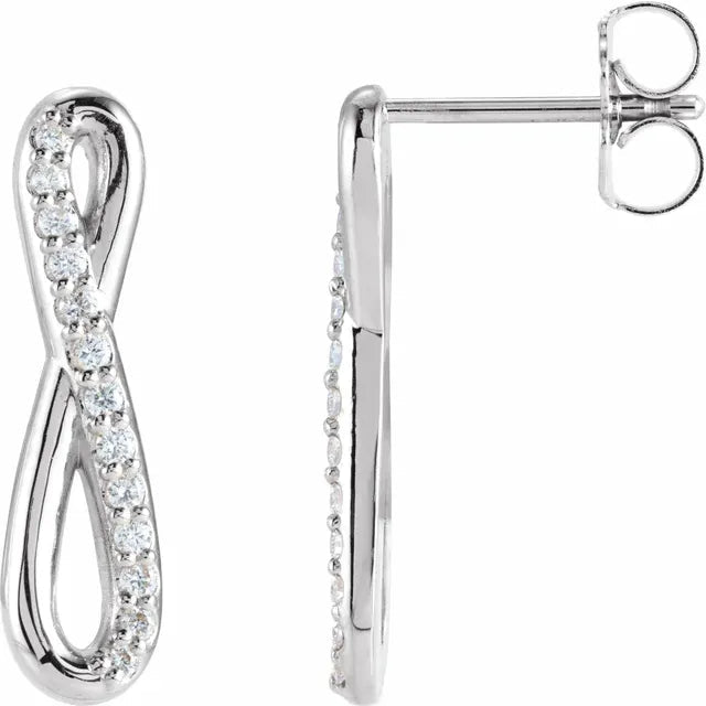 14K Gold Diamond Pave Infinity Stud Earrings
