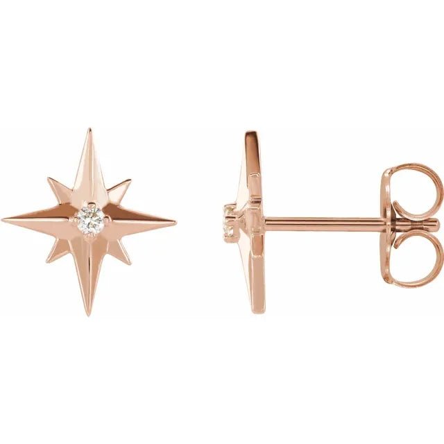 14K Gold Diamond Star Stud Earrings - Design Jewellers Edmonton