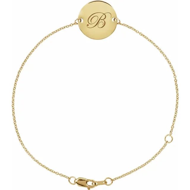 14K Gold Engravable Disc Bracelet - Silver Bracelet - Design Jewellers Edmonton