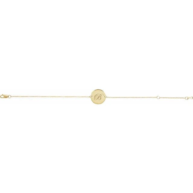 14K Gold Engravable Disc Bracelet - Silver Bracelet - Design Jewellers Edmonton