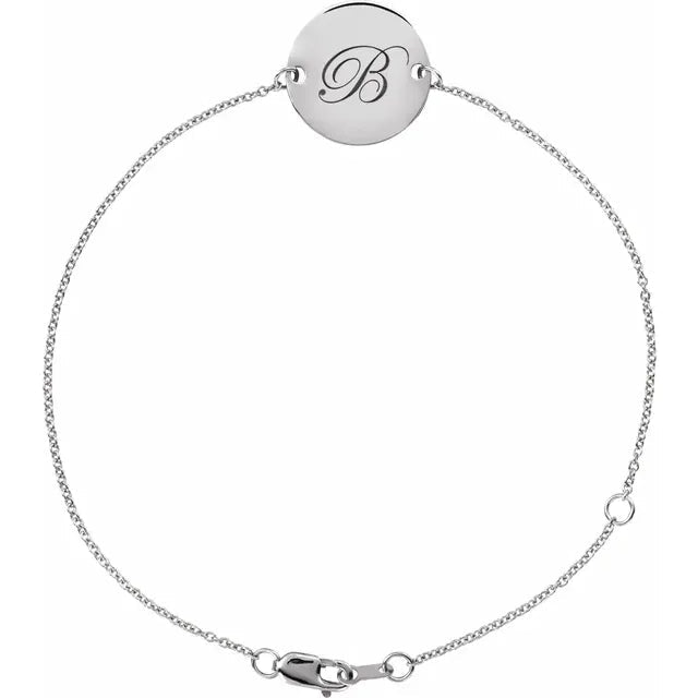 14K Gold Engravable Disc Bracelet