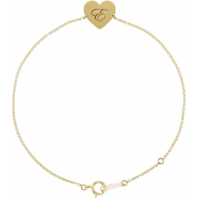 14K Gold Engravable Script Heart Bracelet - Silver Bracelet - Design Jewellers Edmonton