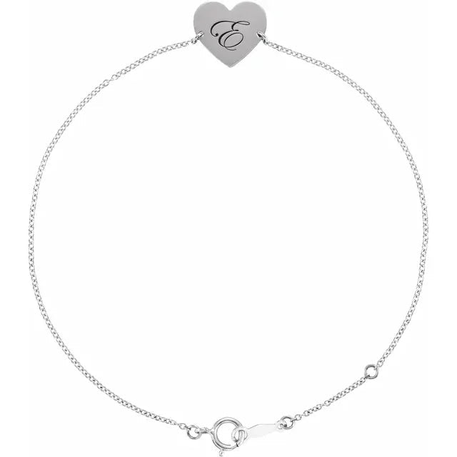 14K Gold Engravable Script Heart Bracelet - Silver Bracelet - Design Jewellers Edmonton
