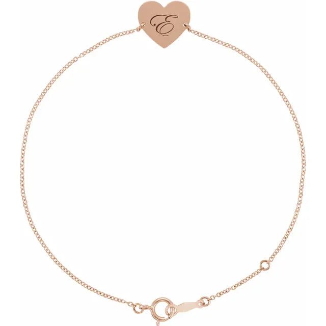 14K Gold Engravable Script Heart Bracelet - Silver Bracelet - Design Jewellers Edmonton