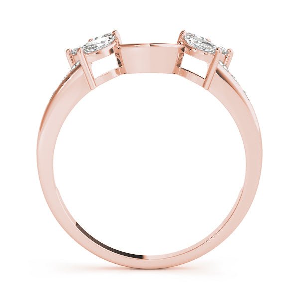 14K Gold Marquise And Round Brilliant Diamond Wrap Around Jacket Style Matching Band - Diamond Ring - Design Jewellers Edmonton