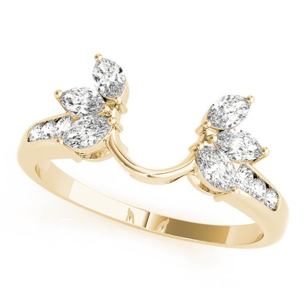 14K Gold Marquise And Round Brilliant Diamond Wrap Around Jacket Style Matching Band - Diamond Ring - Design Jewellers Edmonton