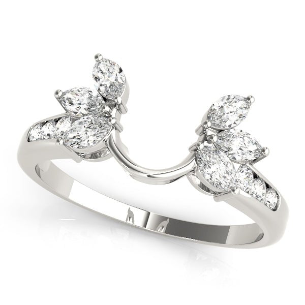14K Gold Marquise And Round Brilliant Diamond Wrap Around Jacket Style Matching Band - Diamond Ring - Design Jewellers Edmonton
