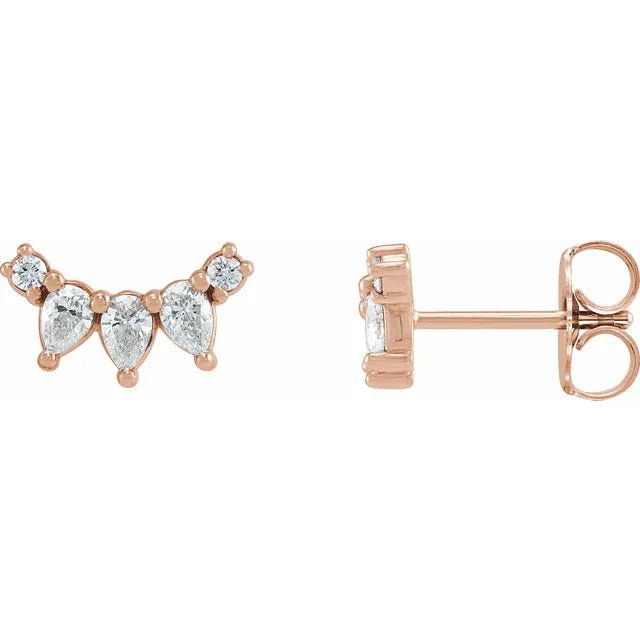 14K Gold Multi - Shape Diamond Cluster Ear Climbers Earring Design - Design Jewellers Edmonton