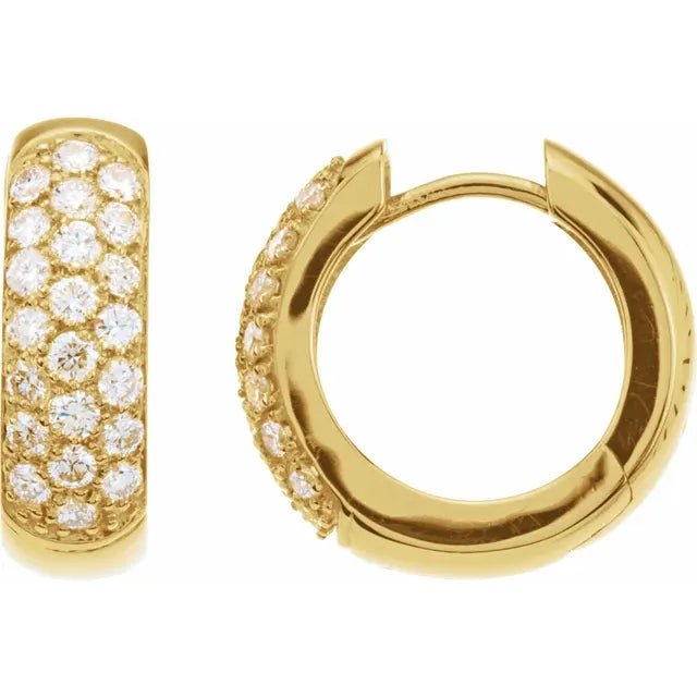 14K Gold Pave Diamond Huggie Hoop Earrings - Design Jewellers Edmonton
