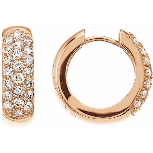14K Gold Pave Diamond Huggie Hoop Earrings - Design Jewellers Edmonton