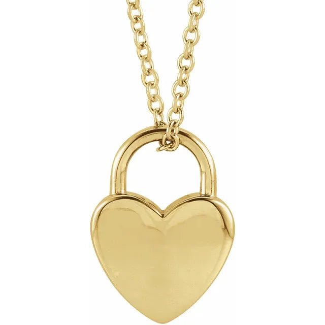 14K Gold Petite Engravable Heart Lock Pendant - Charms - Design Jewellers Edmonton