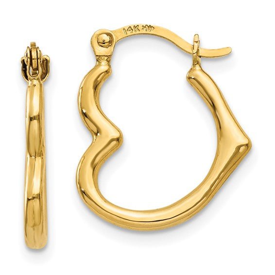 14K Gold Polished Heart - Shaped Hoop Earrings - Hoop Earrings - Design Jewellers Edmonton