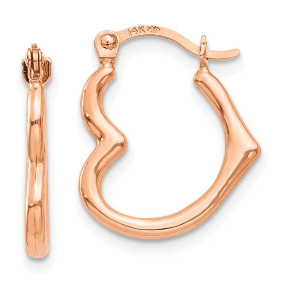 14K Gold Polished Heart - Shaped Hoop Earrings - Hoop Earrings - Design Jewellers Edmonton