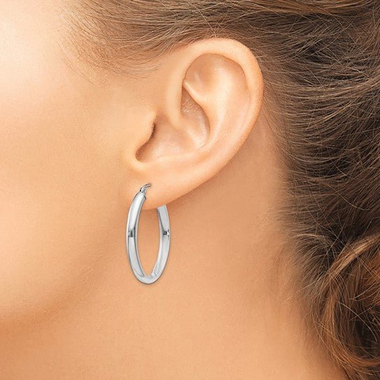 14K Gold Polished Oval Hoop Earrings - Hoop Earrings - Design Jewellers Edmonton