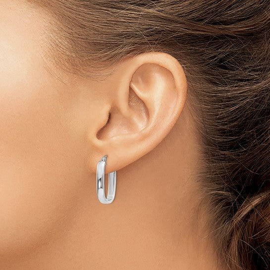 14K Gold Polished Oval Huggie Hoop Earrings - Hoop Earrings - Design Jewellers Edmonton