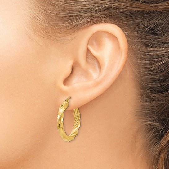 14K Gold Polished Twist Hoop Earrings - Hoop Earrings - Design Jewellers Edmonton