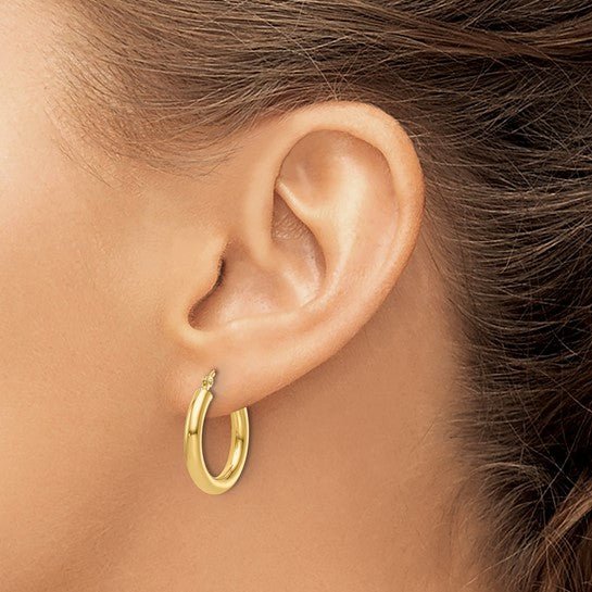 14K Gold Polished Wide Huggie Hoop Earrings - Hoop Earrings - Design Jewellers Edmonton