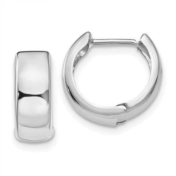 14K Gold Polished Wide Huggie Hoop Earrings - Religious Symbol Pendants - Design Jewellers Edmonton