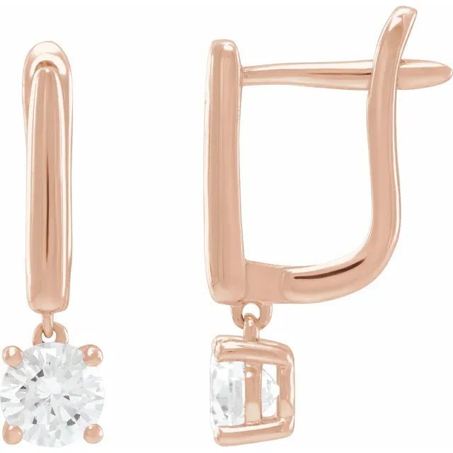 14K Gold Round Diamond Hinged Drop Earrings - Design Jewellers Edmonton