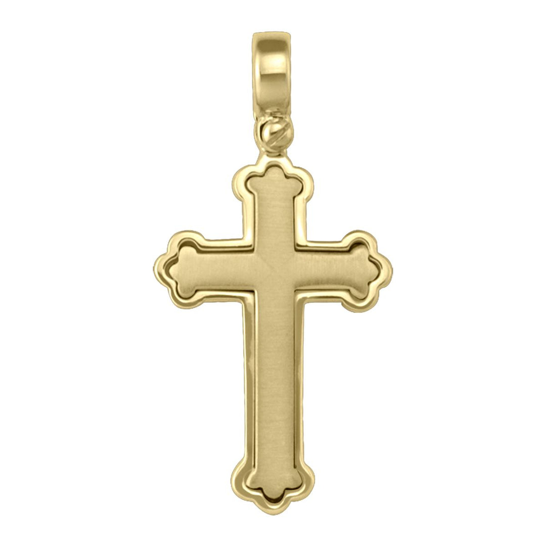 14K Gold Scalloped Cross Pendant