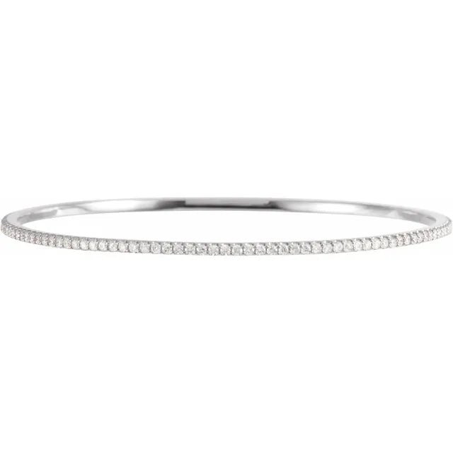 14K Gold Slim Stackable Diamond Bangle - Design Jewellers Edmonton