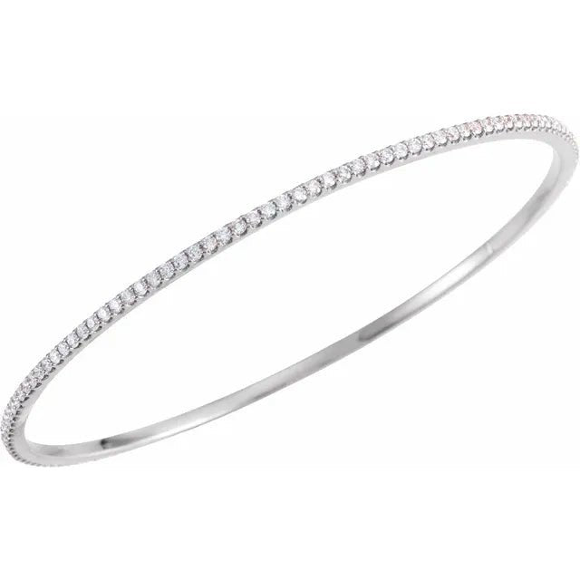 14K Gold Slim Stackable Diamond Bangle - Design Jewellers Edmonton