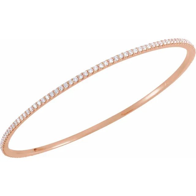 14K Gold Slim Stackable Diamond Bangle - Design Jewellers Edmonton