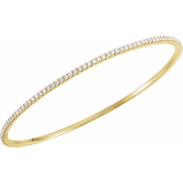 14K Gold Slim Stackable Diamond Bangle - Design Jewellers Edmonton