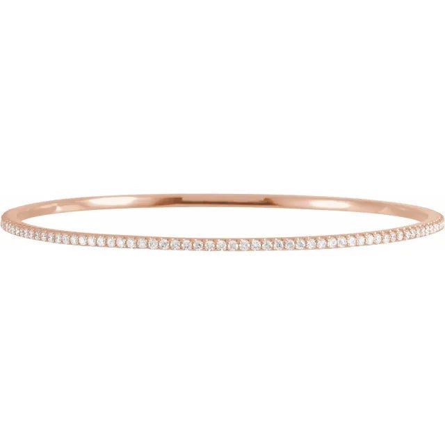 14K Gold Slim Stackable Diamond Bangle - Design Jewellers Edmonton