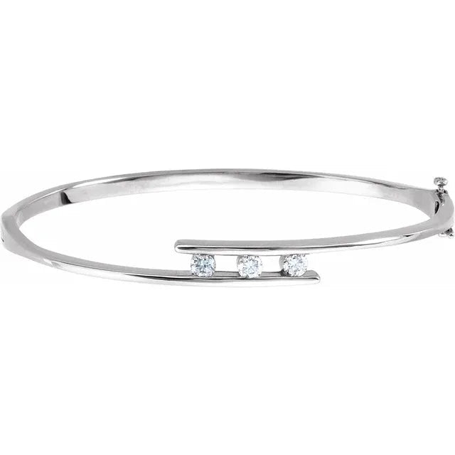 14K Gold Three - Stone Bypass Diamond Bangle - Design Jewellers Edmonton
