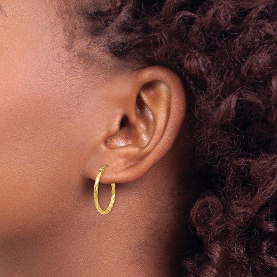 14K Gold Twisted Hoop Earrings - Hoop Earrings - Design Jewellers Edmonton